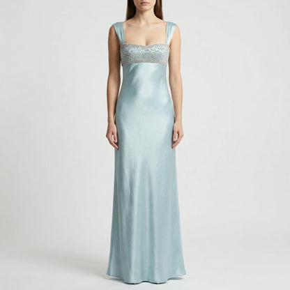 Velyrna - Sleeveless Rhinestone-Embellished Maxi Dress