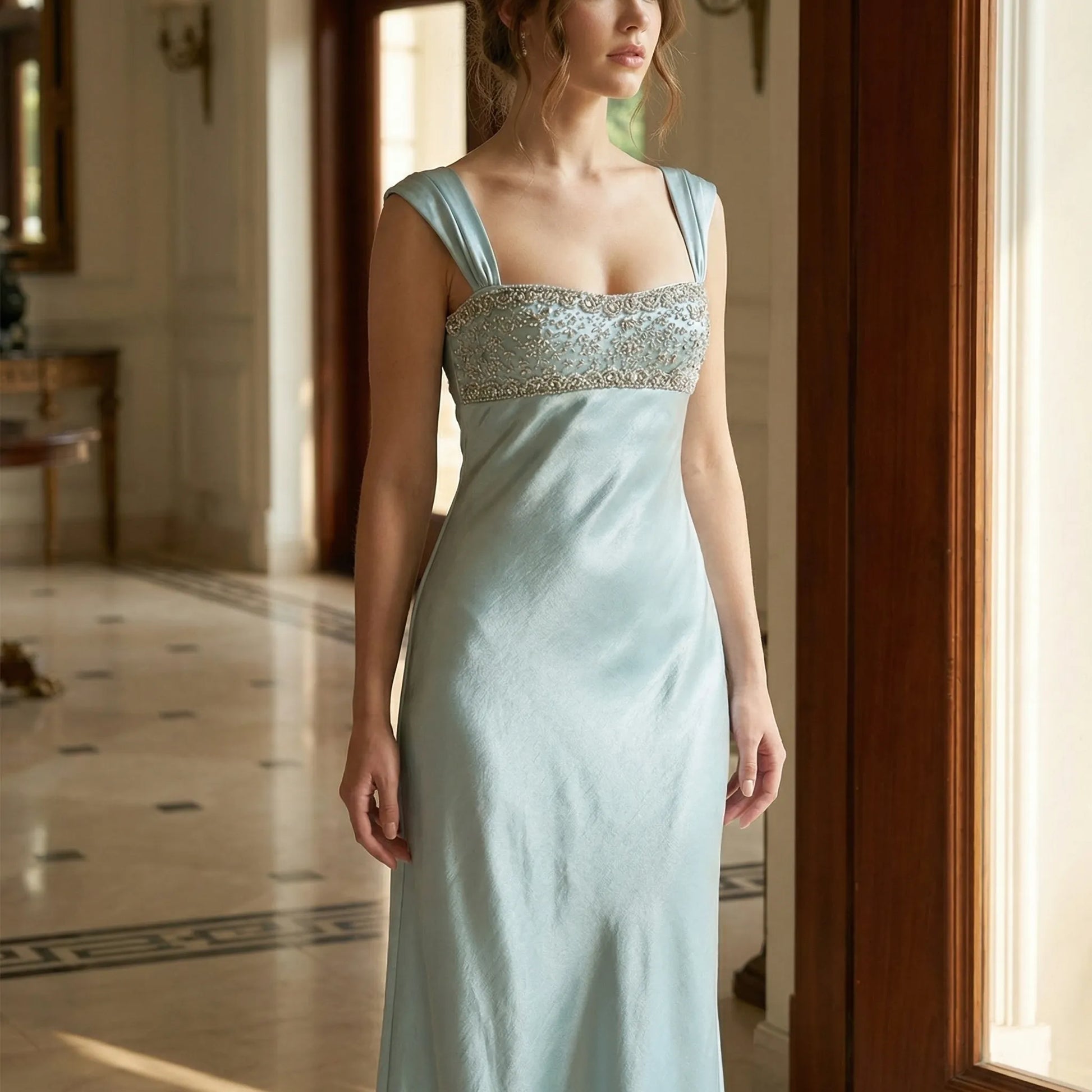 Velyrna - Sleeveless Rhinestone-Embellished Maxi Dress
