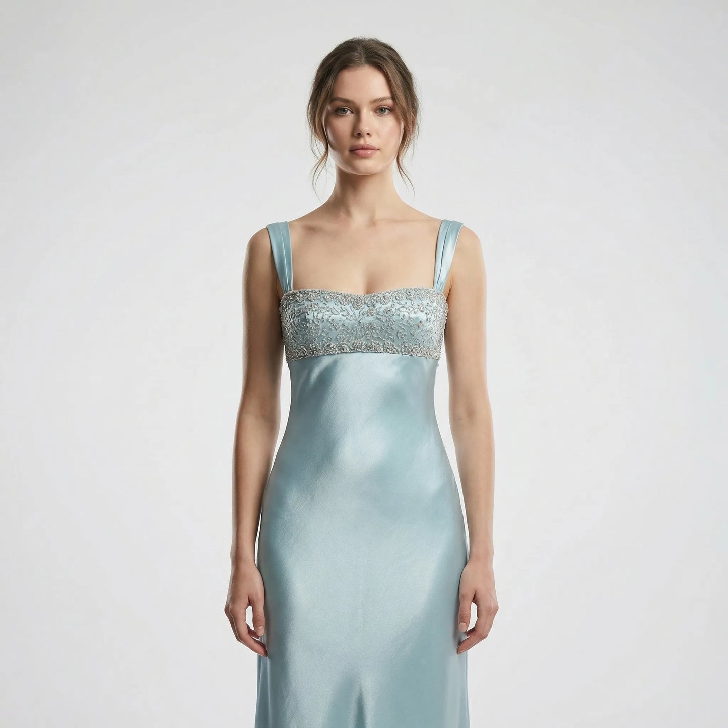 Velyrna - Sleeveless Rhinestone-Embellished Maxi Dress