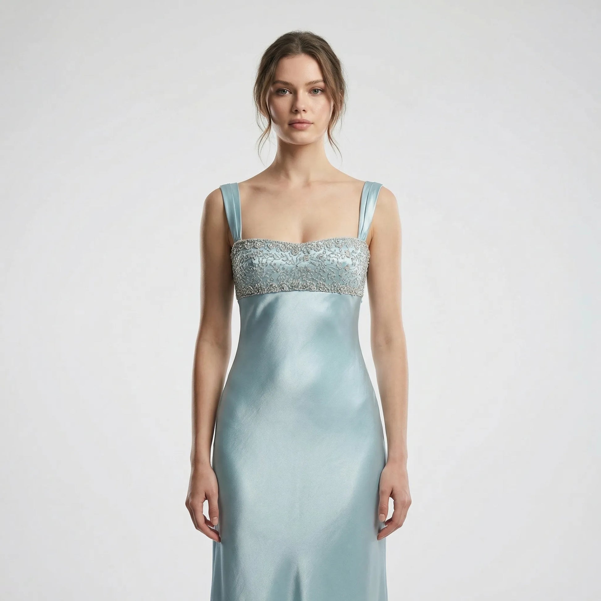 Velyrna - Sleeveless Rhinestone-Embellished Maxi Dress