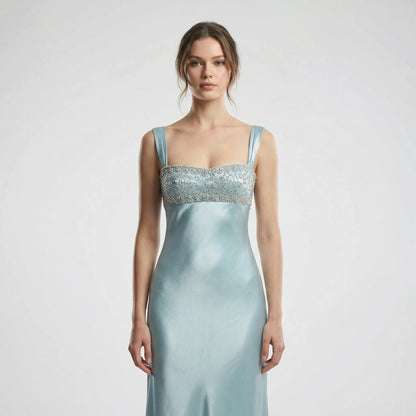 Velyrna - Sleeveless Rhinestone-Embellished Maxi Dress
