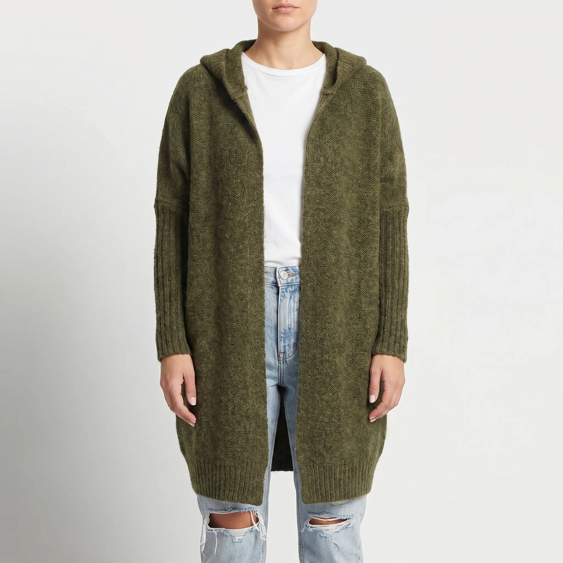 Verdela | Slim Fit Mid-Length Knit Cardigan