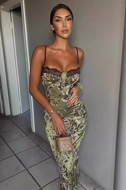 Verdella - Floral Satin Slip Midi Dress
