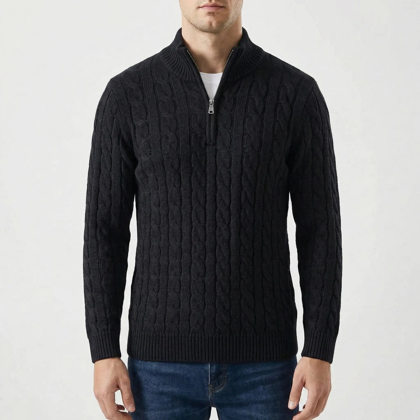 Vervion | Cable-Knit Quarter-Zip Sweater