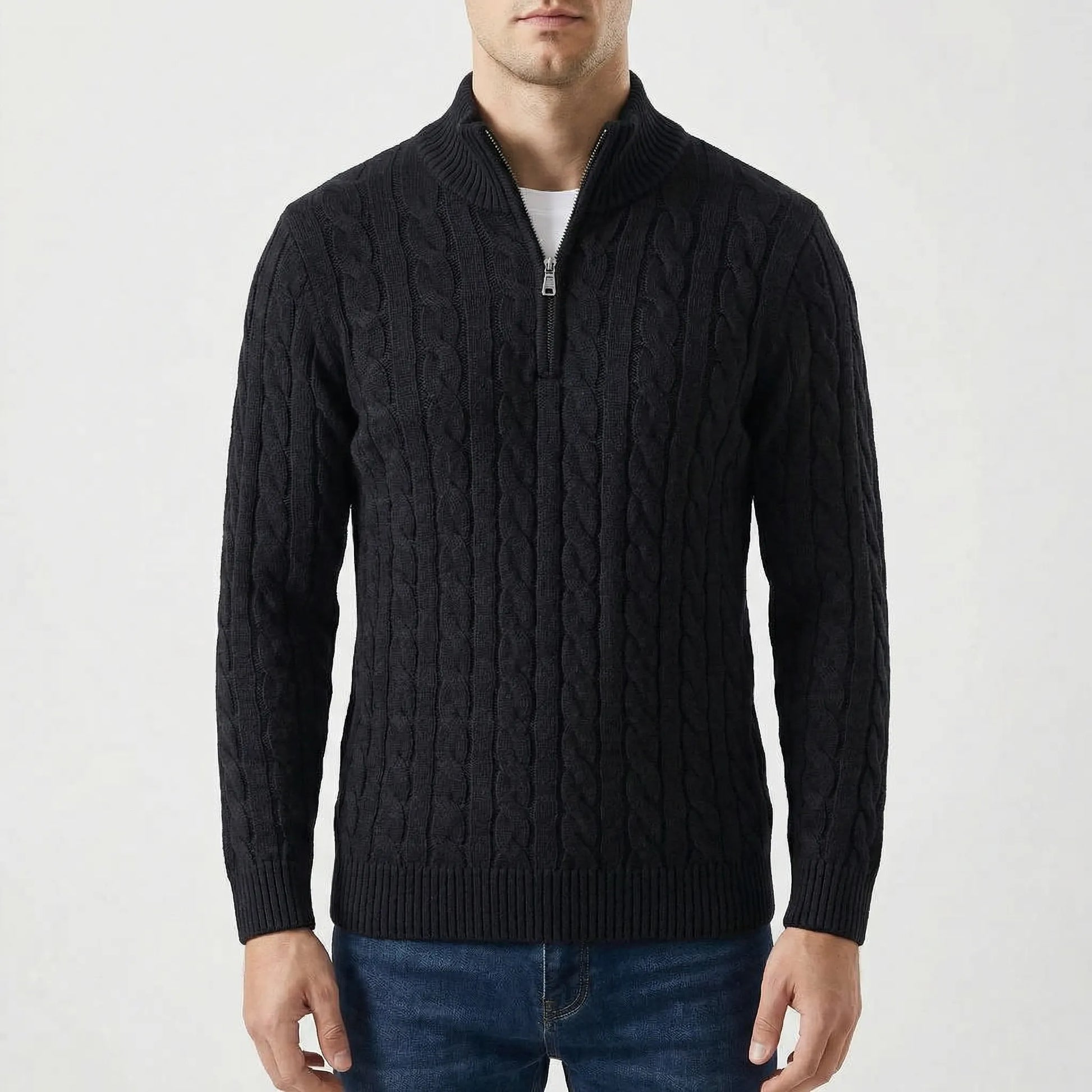 Vervion | Cable-Knit Quarter-Zip Sweater