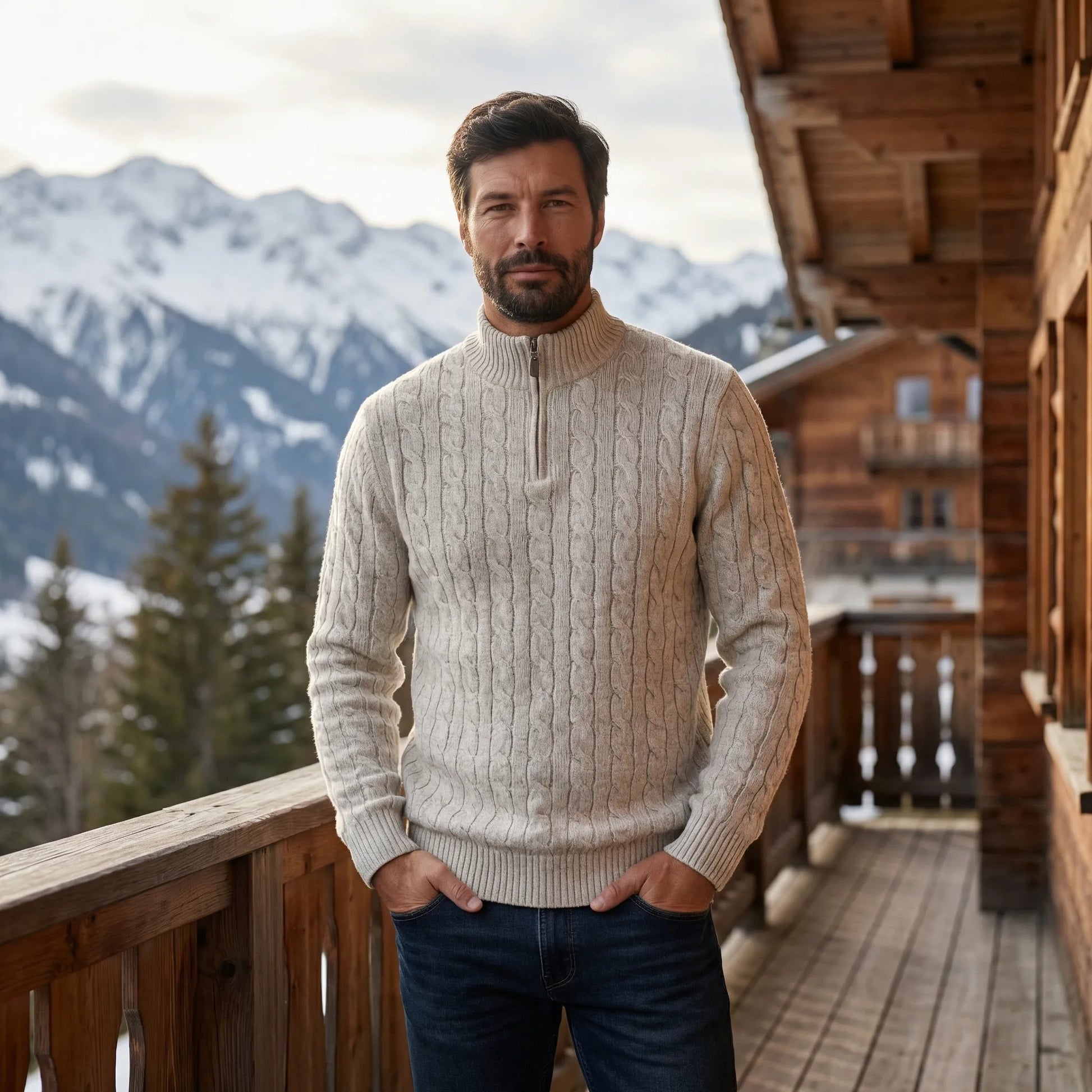 Vervion | Cable-Knit Quarter-Zip Sweater
