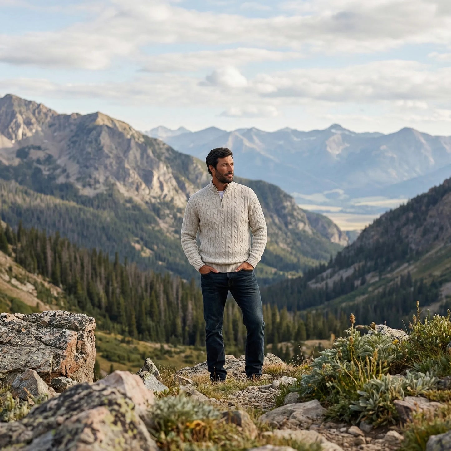 Vervion | Cable-Knit Quarter-Zip Sweater