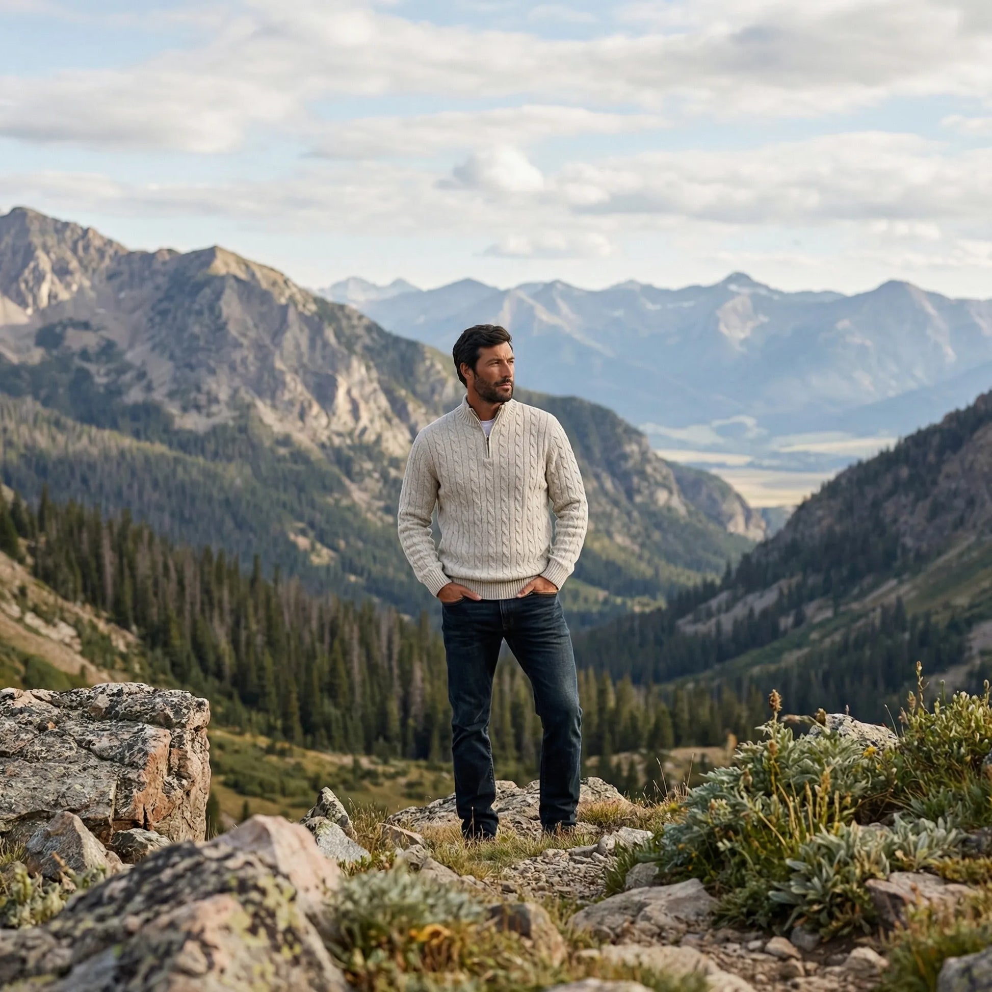 Vervion | Cable-Knit Quarter-Zip Sweater