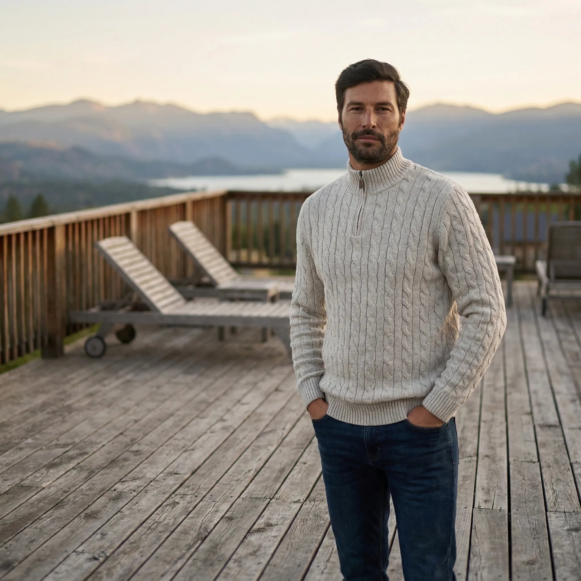 Vervion | Cable-Knit Quarter-Zip Sweater