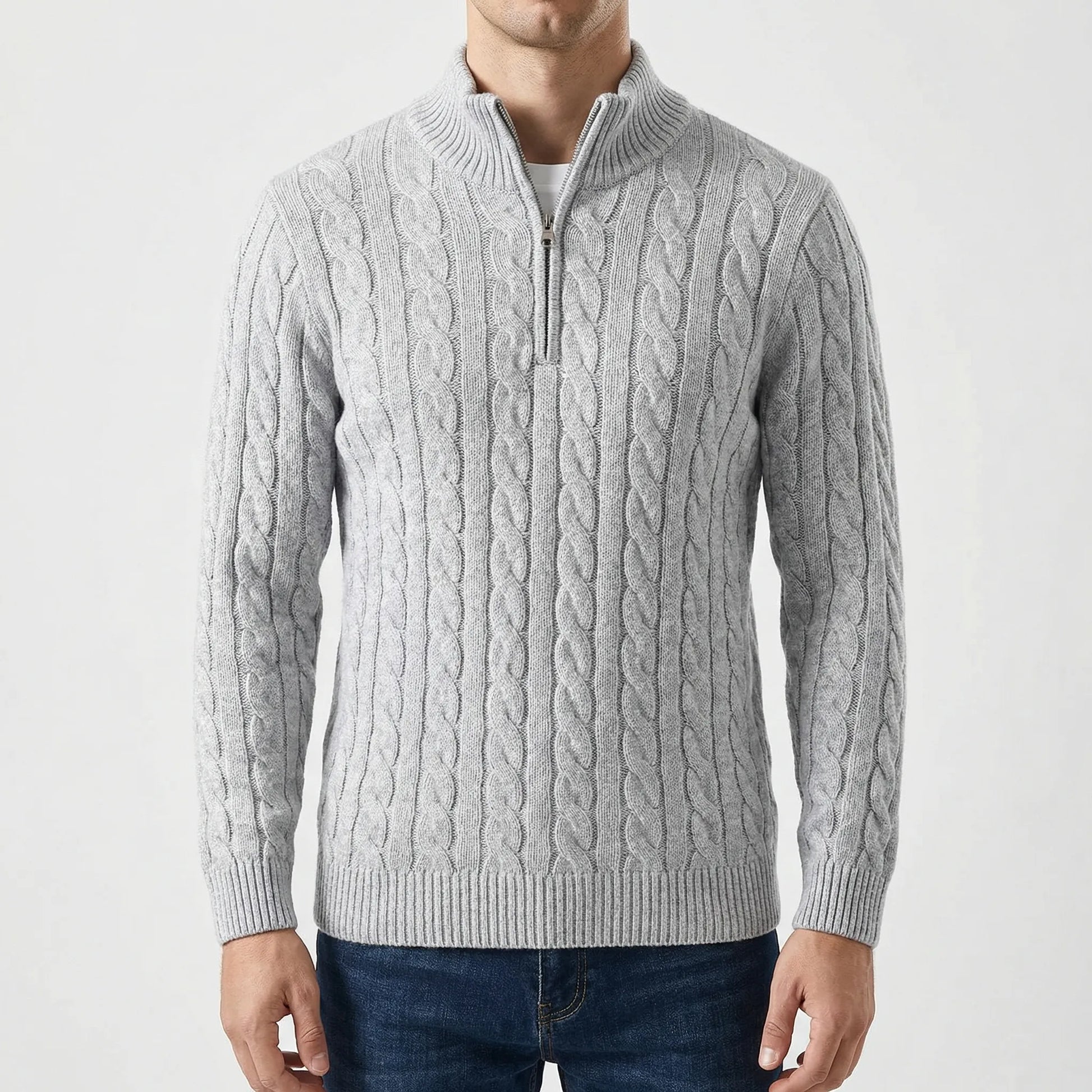 Vervion | Cable-Knit Quarter-Zip Sweater