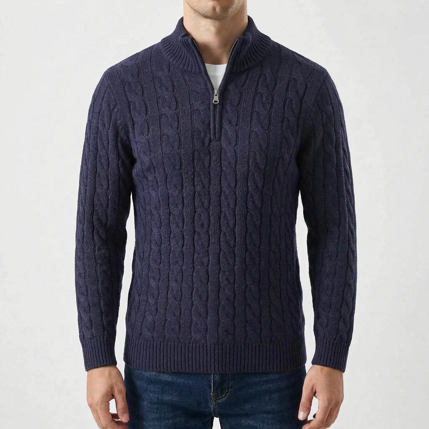Vervion | Cable-Knit Quarter-Zip Sweater