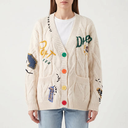 Vexlora | Oversized Cable-Knit Button-Up Cardigan