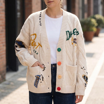 Vexlora | Oversized Cable-Knit Button-Up Cardigan