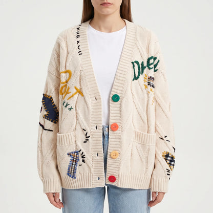 Vexlora | Oversized Cable-Knit Button-Up Cardigan