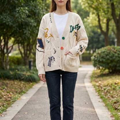 Vexlora | Oversized Cable-Knit Button-Up Cardigan