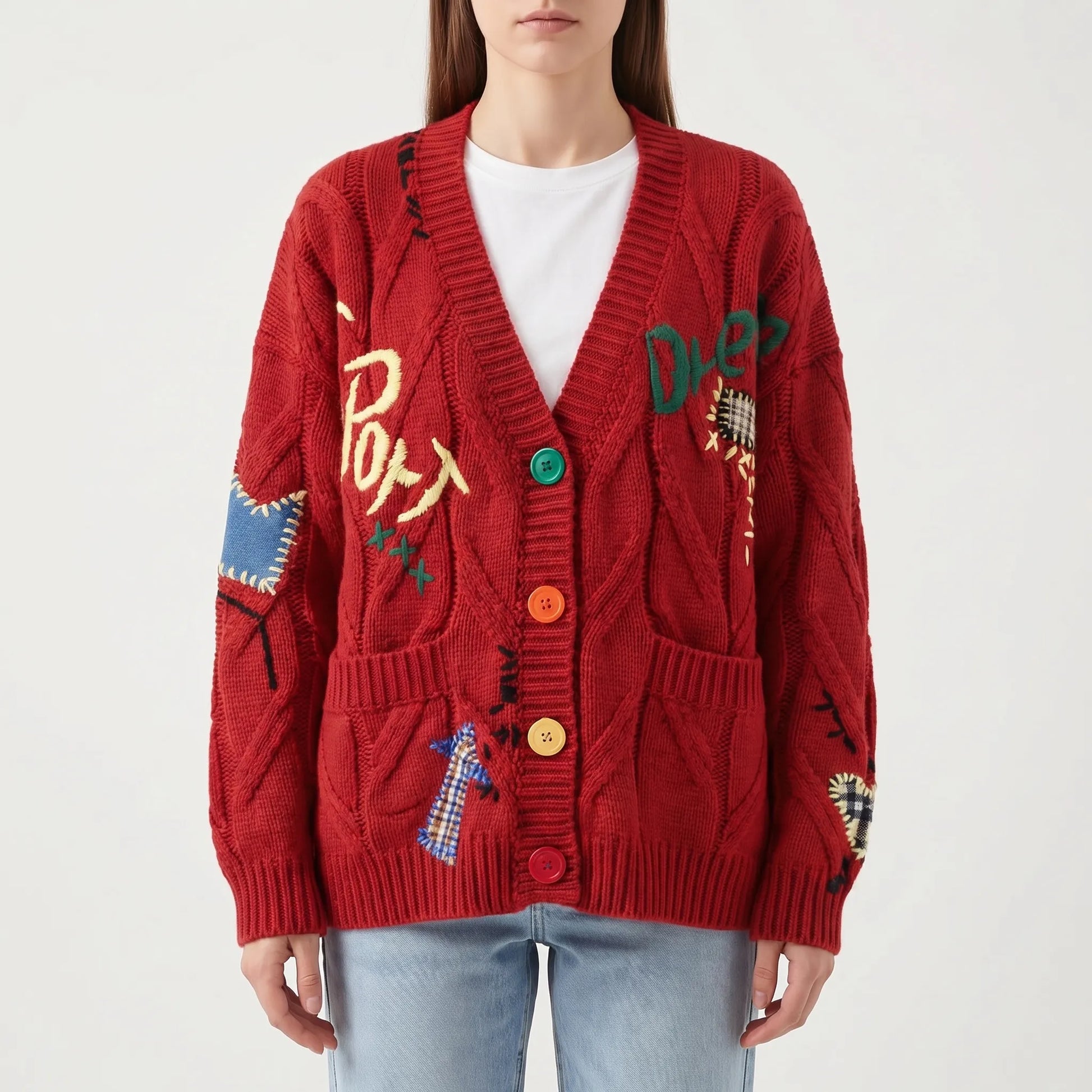 Vexlora | Oversized Cable-Knit Button-Up Cardigan