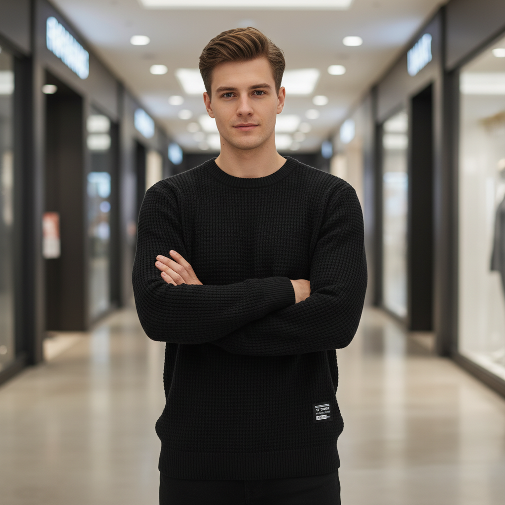 Waffle Knit Sweater | Men's Cardigan for Casual Wear