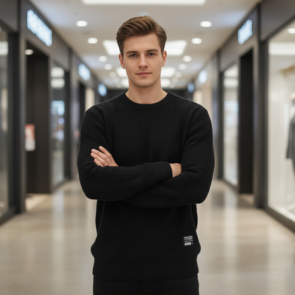 Waffle Knit Sweater | Men's Cardigan for Casual Wear
