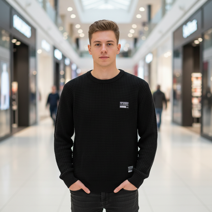 Waffle Knit Sweater | Men's Cardigan for Casual Wear