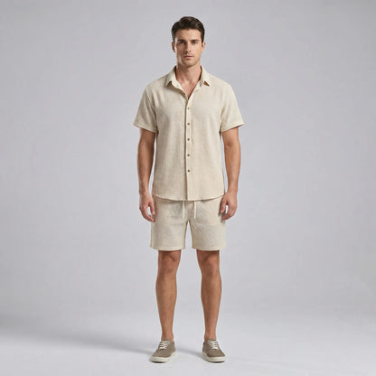 Wafflux - Matching Waffle-Texture Shirt And Shorts Set