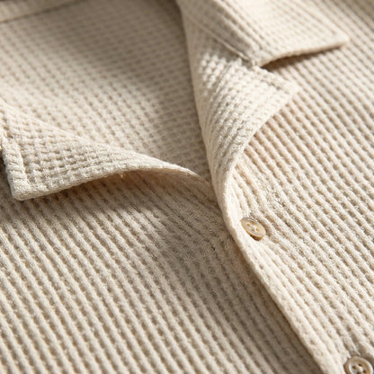 Wafflux - Matching Waffle-Texture Shirt And Shorts Set