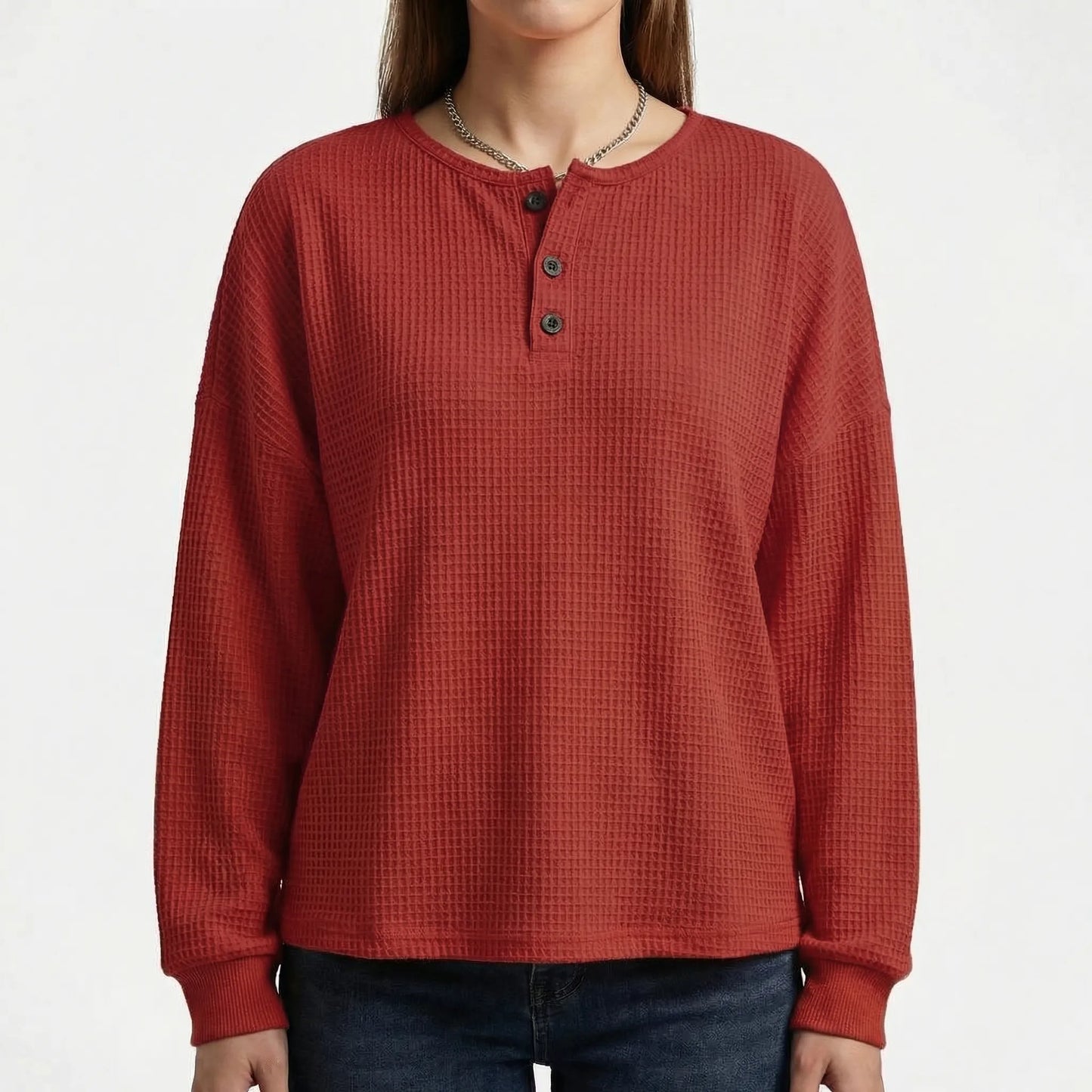 Wafleigh | Waffle-Knit Henley Sweatshirt