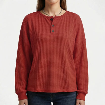 Wafleigh | Waffle-Knit Henley Sweatshirt