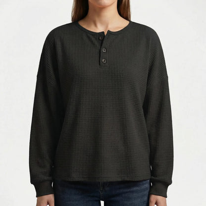 Wafleigh | Waffle-Knit Henley Sweatshirt