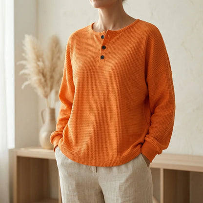 Wafleigh | Waffle-Knit Henley Sweatshirt