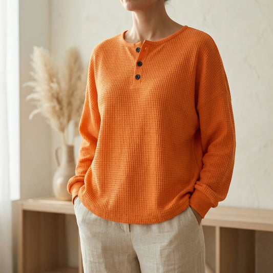 Wafleigh | Waffle-Knit Henley Sweatshirt