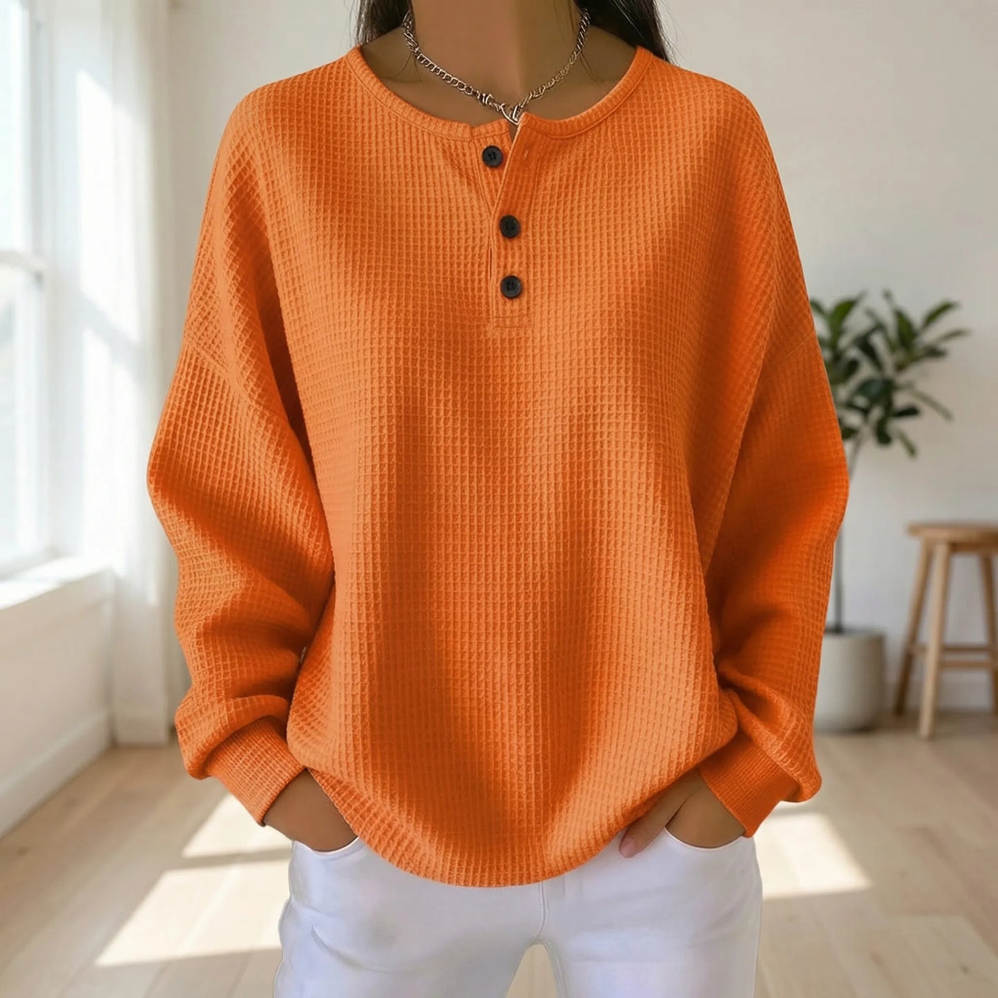 Wafleigh | Waffle-Knit Henley Sweatshirt