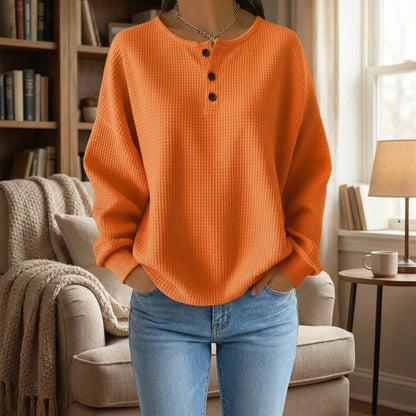 Wafleigh | Waffle-Knit Henley Sweatshirt