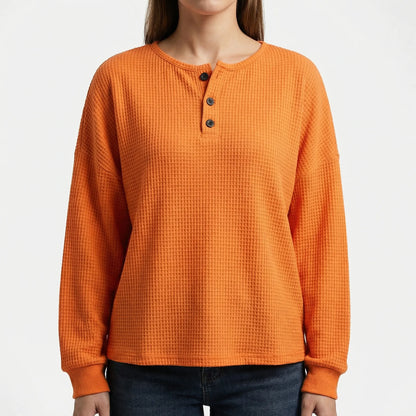 Wafleigh | Waffle-Knit Henley Sweatshirt