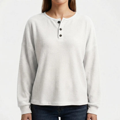 Wafleigh | Waffle-Knit Henley Sweatshirt