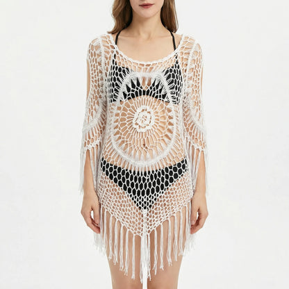 Wavella | Open-Knit Fringe Beach Cover-Up