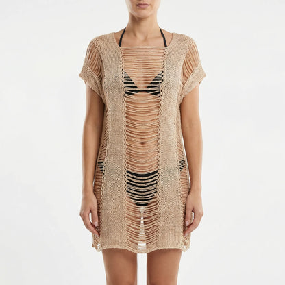 Waverift | Open-Knit Distressed Beach Cover-Up
