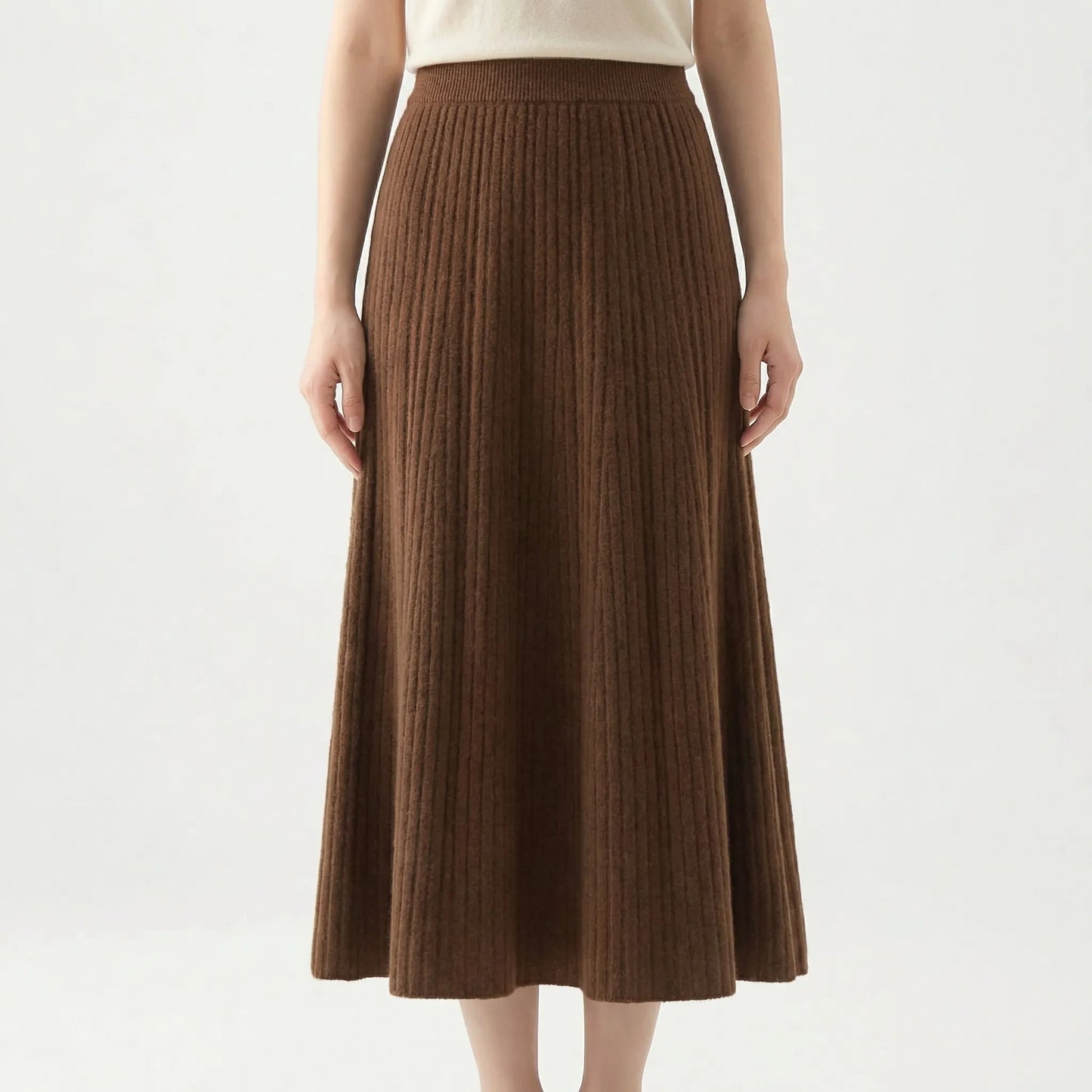 Wintovél | Ankle-Length Pleated Knitted Skirt