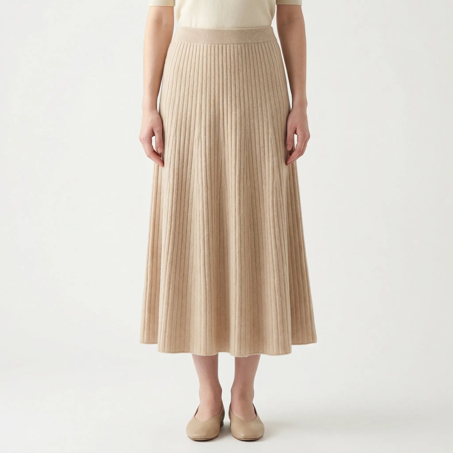 Wintovél | Ankle-Length Pleated Knitted Skirt