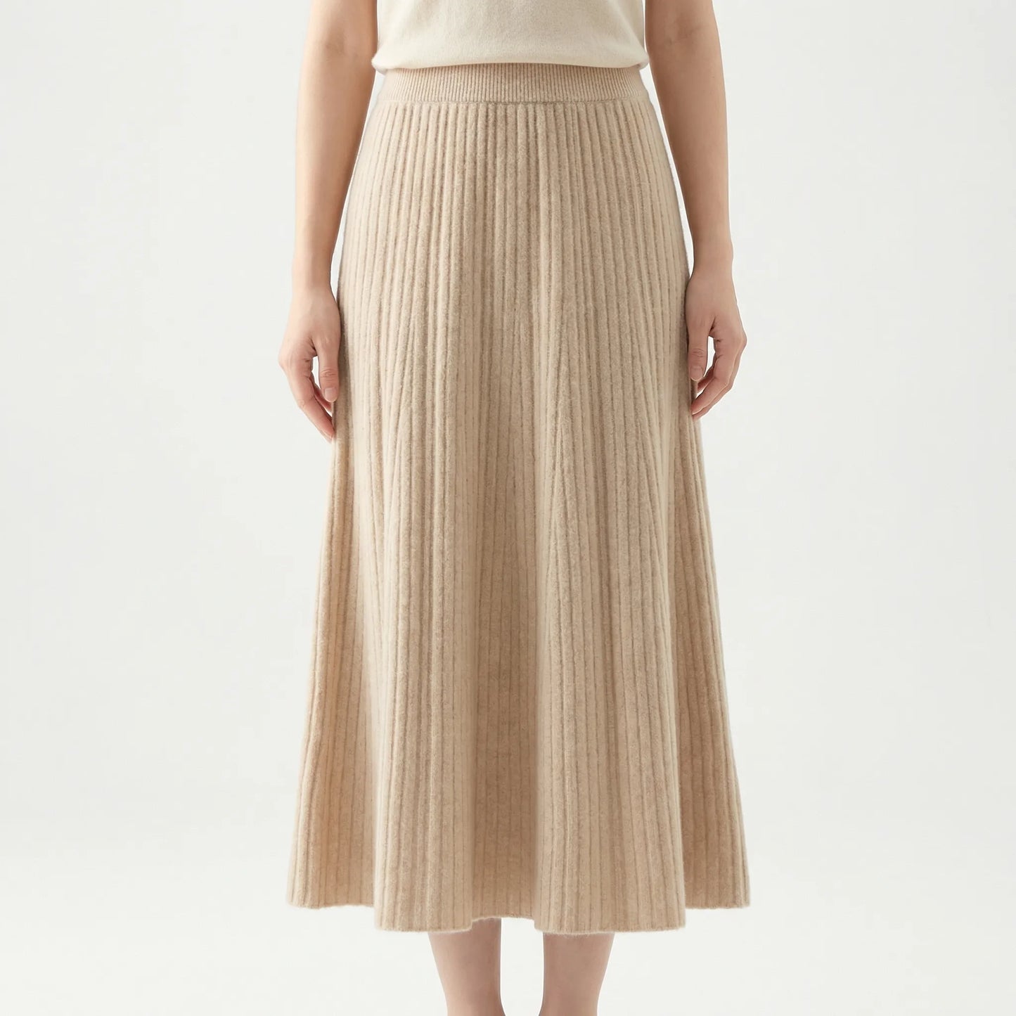 Wintovél | Ankle-Length Pleated Knitted Skirt