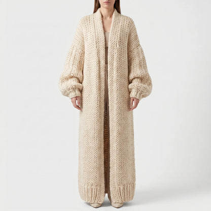 Wovella | Long Open-Front Chunky Knit Cardigan