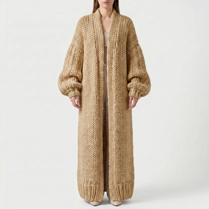 Wovella | Long Open-Front Chunky Knit Cardigan