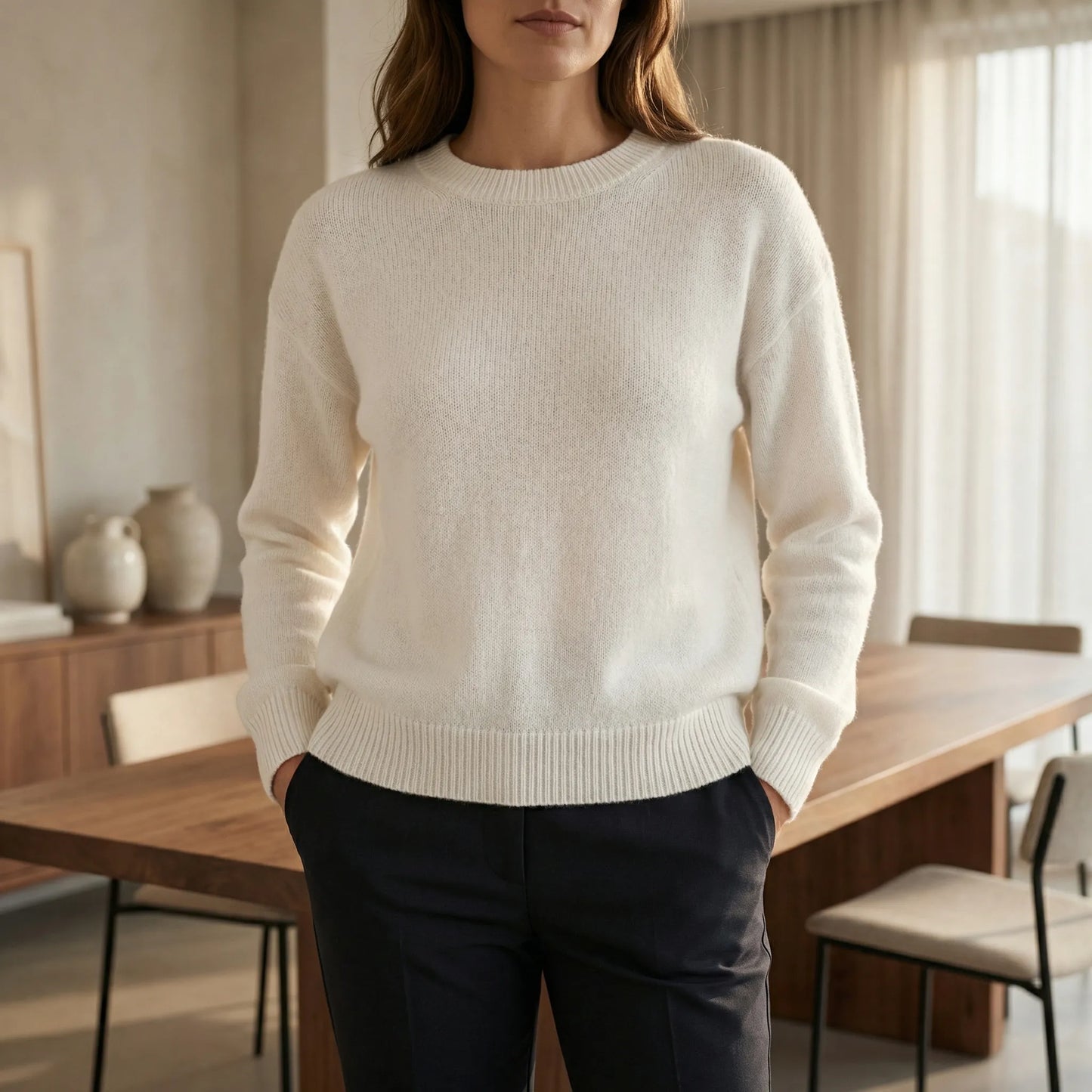 Wovelle | Relaxed Fit Round-Neck Knit Jumper