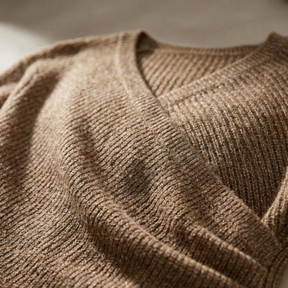 Wrapelle | Wrap-Front V-Neck Knit Top