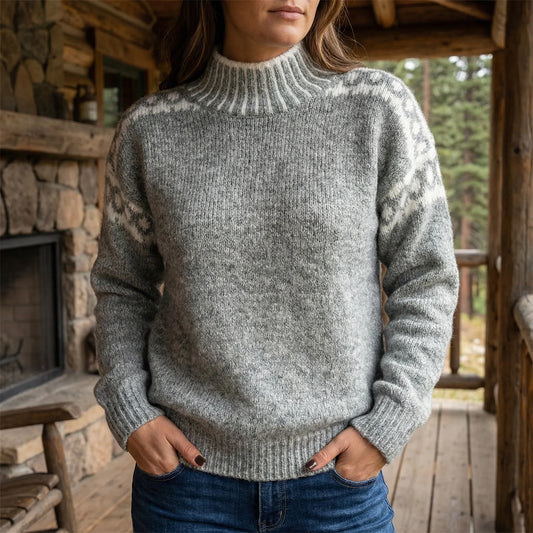 Wyntrell | High-Neck Patterned Knit Jumper