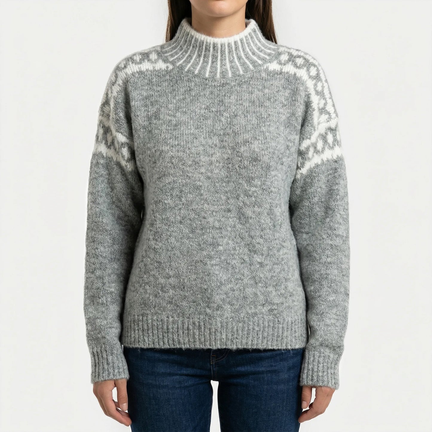 Wyntrell | High-Neck Patterned Knit Jumper