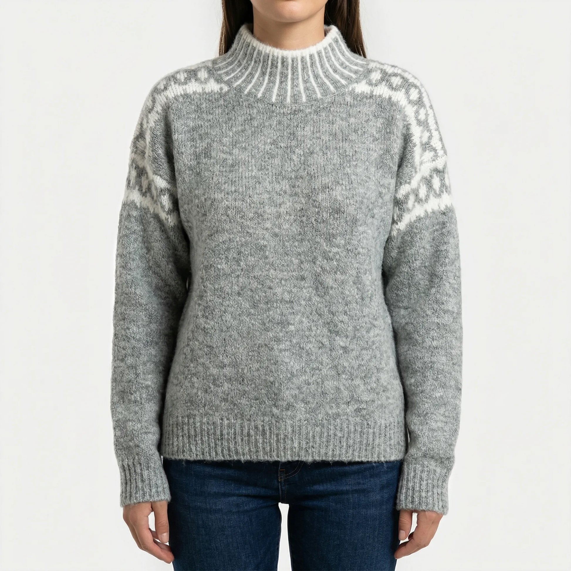 Wyntrell | High-Neck Patterned Knit Jumper