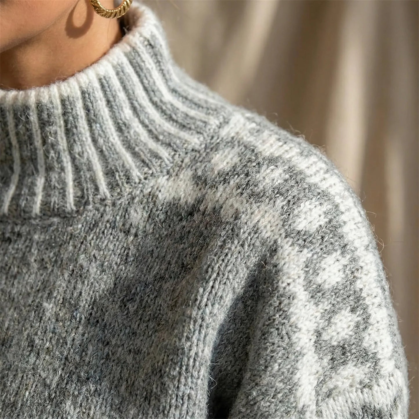 Wyntrell | High-Neck Patterned Knit Jumper
