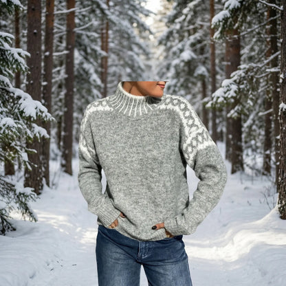 Wyntrell | High-Neck Patterned Knit Jumper