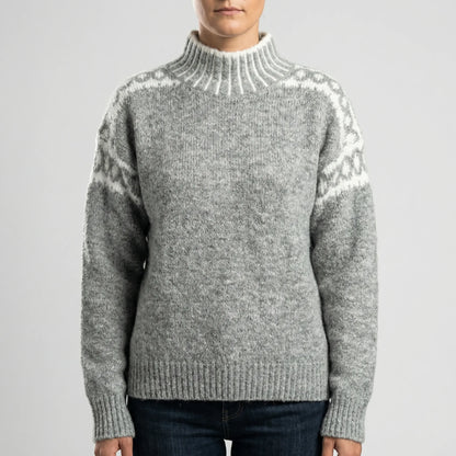 Wyntrell | High-Neck Patterned Knit Jumper