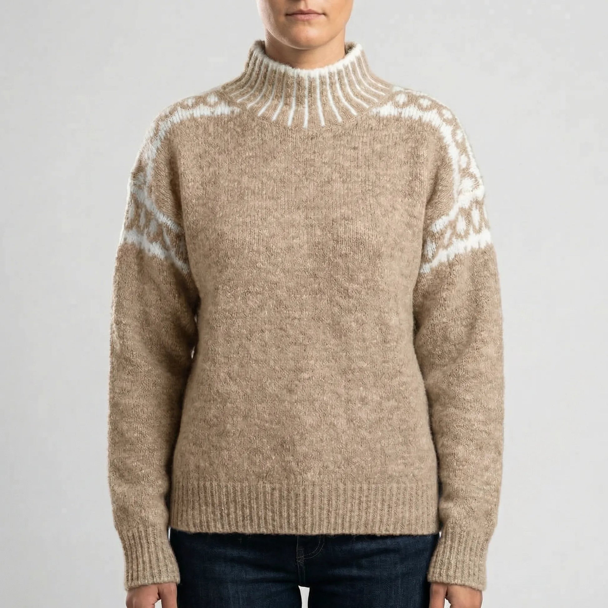 Wyntrell | High-Neck Patterned Knit Jumper